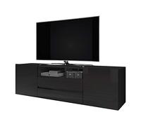 Selsey BROS - Mobile TV con Scomparti/Porta TV Stile Moderno/Tavolino TV con Scomparti/ (Nero)