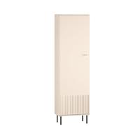 Selsey Caletto - Armadio sottile alto - 190 x 55 x 34 cm - Beige - con asta appendiabiti, porta soft close, manico dorato, piastra laminata, bordi in ABS, per corridoio e camera da letto