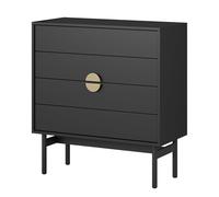 Selsey Cassettiera con 4 cassetti, con sistema Push to Open, 85,5 cm, colore nero