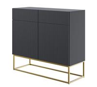 Selsey Cassettiera, Engineered Wood, Nero, 100 cm