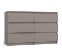 Selsey Comò Malwa 75 x 120 x 30 cm - Sei cassetti spaziosi - Frontale senza maniglie - Robusto truciolato laminato 16 mm - Design grigio - Ideale per camera da letto