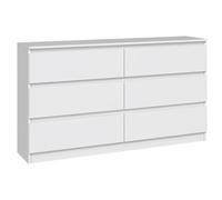 Selsey Comò Malwa 75 x 138 x 40 cm - Sei cassetti spaziosi - Frontale senza maniglie - Robusto truciolato laminato 16 mm - Design bianco - Ideale per camera da letto