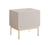 Selsey Comodino Camera da Letto 46 cm Design Moderno Push-to-Open Anta Ribalta/Vano Capiente Gambe Metallo Dorato LED Integrati Finitura Cachemire/ABS - Minimalista & Elegante