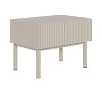 Selsey Comodino Camera da Letto con Frontale Fresato e Cassetto 50 cm Grigio Beige Tavolino da Letto Moderno con Piedini in Metallo Comodini Camera da Letto Eleganti e Funzionali, Prodotto in Europa