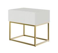 Selsey Comodino Per Camera Da Letto Con Gambe Dorate Con Cassetto A Doghe 50 x 44 cm Comodino Da Notte Bianco Veldio