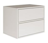 Selsey Comodino sospeso bianco 50 x 36 x 40 H cm comodino con due cassetti minimalista - Push-to-Open - Scandinavo salvaspazio montaggio a parete