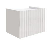 Selsey Comodino Sospeso Camera da Letto 48 cm Bianco Lucido con Frontali Scanalati Struttura in Pannello Laminato e MDF di Alta Qualità Sistema Push-to-Open Design Moderno, Elegante e Mininalista