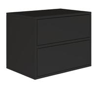 Selsey Comodino sospeso, colore nero, 50 x 36 x 40 cm, comodino con due cassetti in minimalista, push-to-open, scandinavo, salvaspazio, montaggio a parete