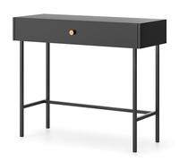 Selsey Divenos - Tavolo da toeletta, 93 cm, con cassetto, gambe in metallo, verniciato a polvere, colore nero