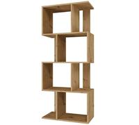 Selsey Fiesta Libreria Moderna 140 x 59,5 x 30 cm, Mensole in Rovere Artigianali, 8 Ripiani, Assemblaggio Fai da Te, Design Asimmetrico e Geometrico, per Soggiorno/Ufficio/Camera da Letto, Modulare
