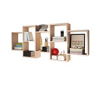 Selsey KASSI - Scaffale a 7 scomparti/Scaffale Murale/Libreria/Pannello Sospeso/Quercia