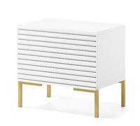 Selsey Lammelo - Comodino, bianco con gambe dorate