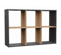 Selsey Malax mensola da parete 75x110x30 cm, 6 scomparti, legno laminato, rovere artigiano/antracite, stile moderno/classico, modulare alto/basso, da montare.