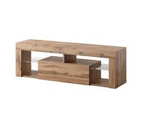 Selsey HUGO - Mobile TV/Tavolino TV/Ripiani in Vetro / 140cm / Quercia Dorata
