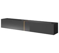 Selsey Mobile TV Mobile Porta TV 200 cm Sospeso Per Soggiorno Camera Da Letto Nero Con Inserto Dorato Bisira