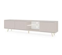 Selsey Mobile TV Mobile Porta TV Con Piedini Dorati 175 cm A Doghe Beige Grigio Bello