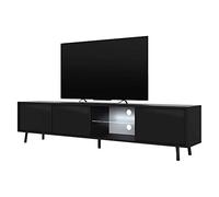 Selsey Galhad - Mobile TV per il soggiorno - nero opaco/nero lucido - 175 cm - con illuminazione a LED