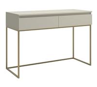 Selsey Scrivania per computer con 2 cassetti, telaio in metallo, 120 x 50 x 80 cm, tortora con gambe dorate