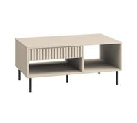 Selsey Tavolino beige - Dimensioni 100 x 60 x 48 cm - Moderno tavolo da soggiorno con cassetto estraibile - Robusto pannello laminato antigraffio - Gambe in metallo - Decorazione a lamelle - Montaggio