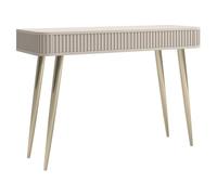 Selsey Tavolo da toeletta, tavolo da toeletta, tavolo da toeletta, 113 cm, scanalato, push to open soft close, grigio beige dorato gambe ovarlo