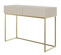 Selsey Toeletta Da Trucco Con 2 Cassetti 110 x 79 cm Con Gambe Dorate Tavolo Da Trucco Postazione Trucco Beige Grigio Veldio