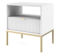 Selsey Vellore Comodino, Legno ingegnerizzato Acciaio Inossidabile, Bianco, 54 cm Longueur