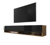 Selsey WANDER - Mobile TV Sospeso/Porta TV Moderna/Rovere Dorato Nero Lucido / 180 cm