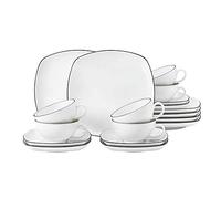 Set Da Tè Seltmann Weiden Lido Black Line Quadrato Grande 18 Pezzi