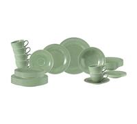 Seltmann Weiden Beat Color Glaze - Servizio da tavola da 30 pezzi, in porcellana con tazzine da caffè, piattini, piatti per la colazione, piatti fondi e lavastoviglie e adatti al microonde, verde