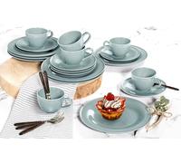 SELTMANN WEIDEN BTR - Servizio da caffè 18 pezzi, forma rotonda con sollievo, stile moderno, blu artico, colore Glaze