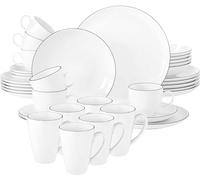 Seltmann Weiden Lido Black Line - Servizio da tavola in porcellana, 36 pezzi, con 6 tazze da caffè