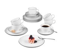 Seltmann Weiden Lido Black Line Set Caffè Bianco Porcellana 18 Pezzi Rotondo