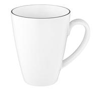 Seltmann Weiden Lido Black Line Tambel - Set di 12 tazze da caffè, 350 ml, con manico e bordo nero, in porcellana, colore: Bianco