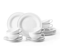 Seltmann Weiden Servizio 18 Pezzi, Grande, Bianco, Set per Fino a 6 Persone, Serie Beat, Include 6 Piatti da Colazione, Tazze da tè e piattini, 0.3 Litri, Porcellana, 0003