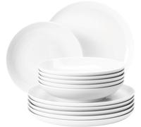 Seltmann Weiden | Servizio da tavola 12 pezzi | Lido uni | 6 piatti piani, 6 piatti fondi, bianco