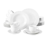Seltmann Weiden Van Well - Servizio da tavola combinato da 30 pezzi, per 6 persone, serie Rondo, include 6 piatti piani, 6 piatti piani, 6 piatti fondi, 6 piatti da colazione, 6 piattini da caffè e piattini