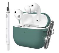 Seltureone Custodia per AirPods Pro 3 (2025) con Portachiavi e Kit di Pulizia, [LED Frontale Visibile] Cover Morbida in Silicone Antiurto, Supporto Ricarica Wireless per AirPods Pro 3 Cover - Verde