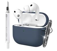 Seltureone Custodia per AirPods Pro 3 (2025) con Portachiavi e Kit di Pulizia, [LED Frontale Visibile] Cover Morbida in Silicone Antiurto, Supporto Ricarica Wireless - Blu