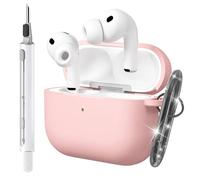 Seltureone Custodia per AirPods Pro 3 (2025) con Portachiavi e Kit di Pulizia, [LED Frontale Visibile] Cover Morbida in Silicone Antiurto,Supporto Ricarica Wireless per AirPods Pro 3 Cover - Rosa