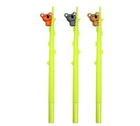 Seluluory 3 penne gel a forma di cartone animato, pennino fine da 0,5 mm, nero e blu, figura di koala, ricaricabili, ideali per bambini e studenti