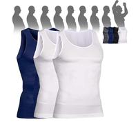 Selure Shaping Tank Men,Selure Compression Shirt,Compression Shaping Tank 2.0 Top Mens Big And Tall(Blue+2 White,X-Large)