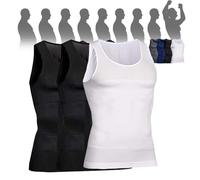 Selure Shaping Tank Men,Selure Compression Shirt,Compression Shaping Tank 2.0 Top Mens Big And Tall(2 Black+White,X-Large)