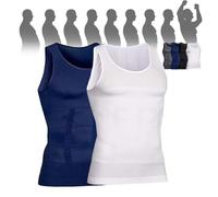 Selure Shaping Tank Men,Selure Compression Shirt,Compression Shaping Tank 2.0 Top Mens Big And Tall(Blue+White,X-Large)