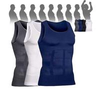 Selure Shaping Tank Men,Selure Compression Shirt,Compression Shaping Tank 2.0 Top Mens Big And Tall(Gray+White+Blue,X-Large)