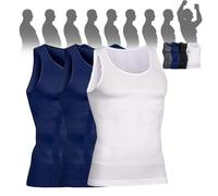 Selure Shaping Tank Men,Selure Compression Shirt,Compression Shaping Tank 2.0 Top Mens Big And Tall(2 Blue+White,X-Large)