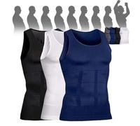 Selure Shaping Tank Men,Selure Compression Shirt,Compression Shaping Tank 2.0 Top Mens Big And Tall(Black+White+Blue,X-Large)