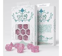 selv11 - set 7 dadi - elvish dice set: shimmering pink & white dice set