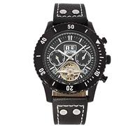 SELVA - Orologio da polso da uomo "Vito", automatico, con apertura aperta, in acciaio inox, nero