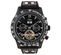 SELVA Orologio da polso uomo 'Hector' - Tachimetro - Nero - Automatico - Vetro minerale temperato - Confezione regalo fornita, cinghia