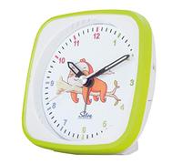 SELVA Sveglia al Quarzo, Perfetta per la Scuola Verde/Bianco. Sneaking Secondo Silenzioso, analogico, per Bambini, quadrante colorato con Luce/Ripetizione Allarme